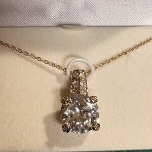 Suzanne Somers Statement Necklace Gold Vermeil over Sterling w/ Cubic Zirconias